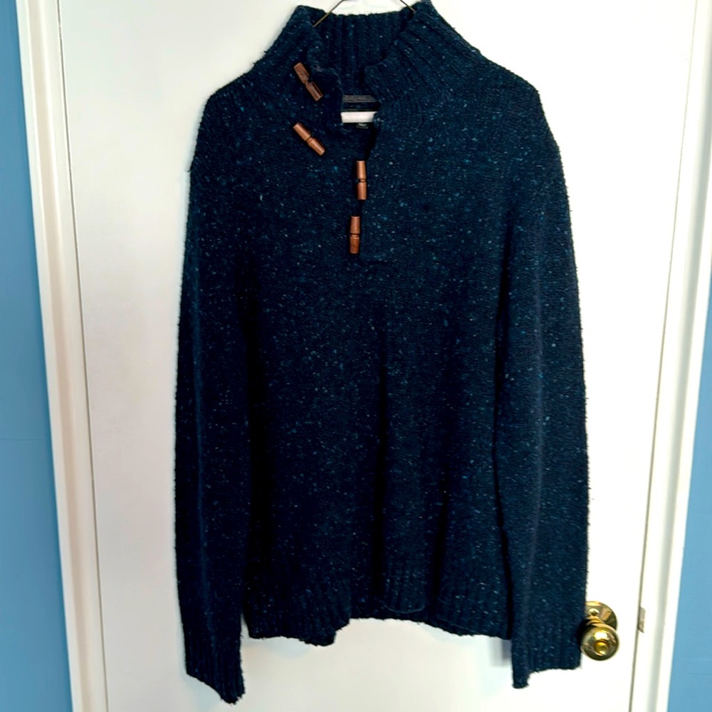 Banana Republic Blue Marled Toggle Up Sweater Large